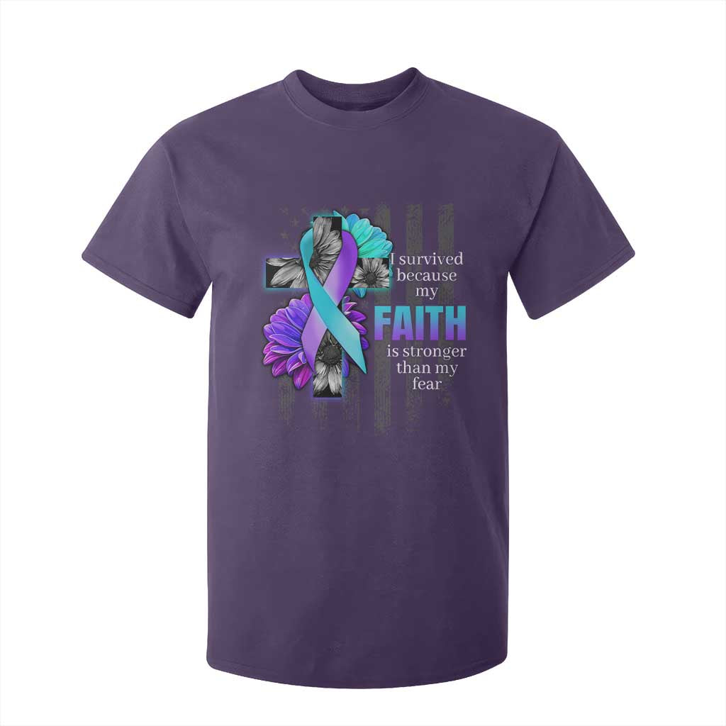Faith Over Fear Suicide Prevention T Shirt For Kid Ribbon Flower USA Flag Inspirational