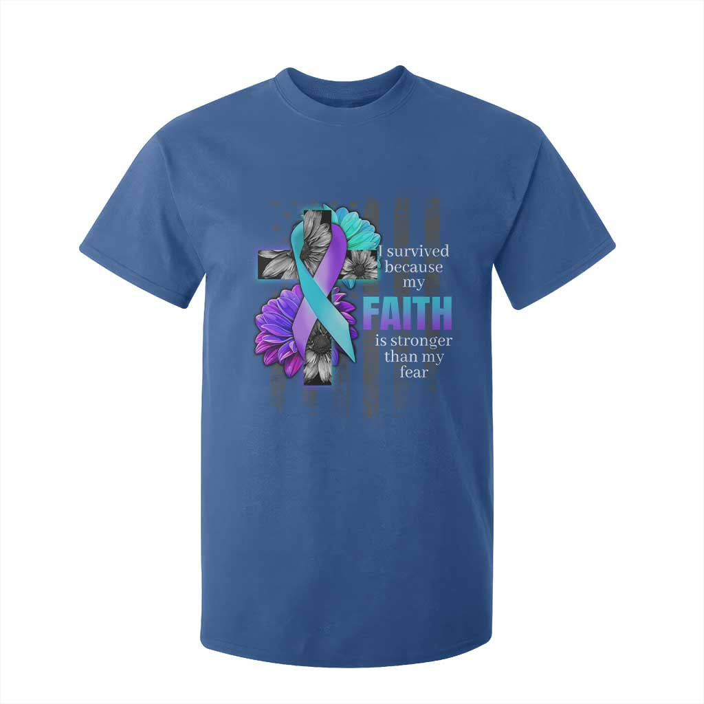 Faith Over Fear Suicide Prevention T Shirt For Kid Ribbon Flower USA Flag Inspirational