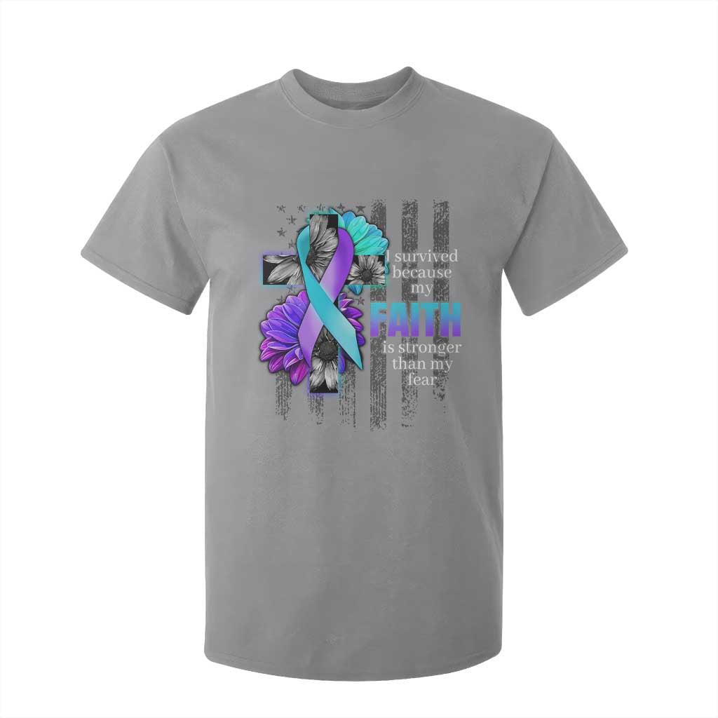 Faith Over Fear Suicide Prevention T Shirt For Kid Ribbon Flower USA Flag Inspirational
