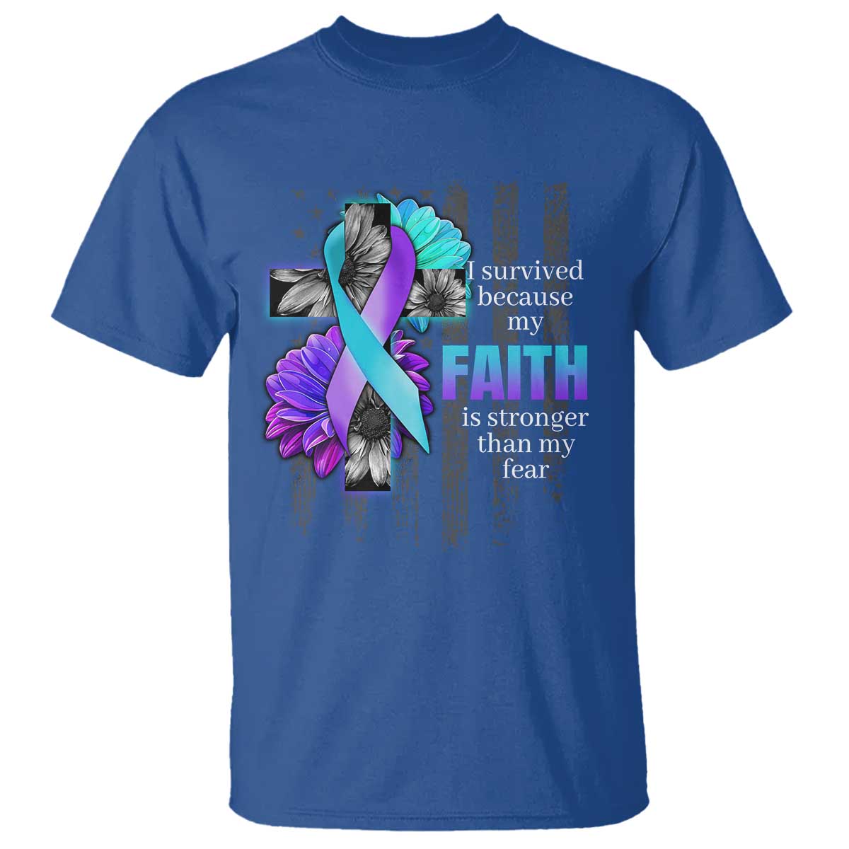 Faith Over Fear Suicide Prevention T Shirt Ribbon Flower USA Flag Inspirational