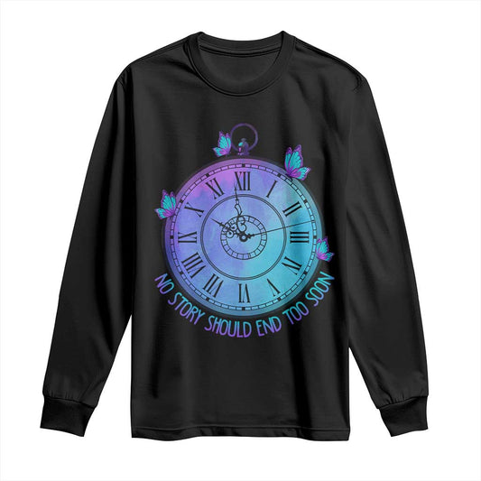 Suicide Prevention Support Long Sleeve Shirt No Story Should End Too Soon Butterfly Clock
