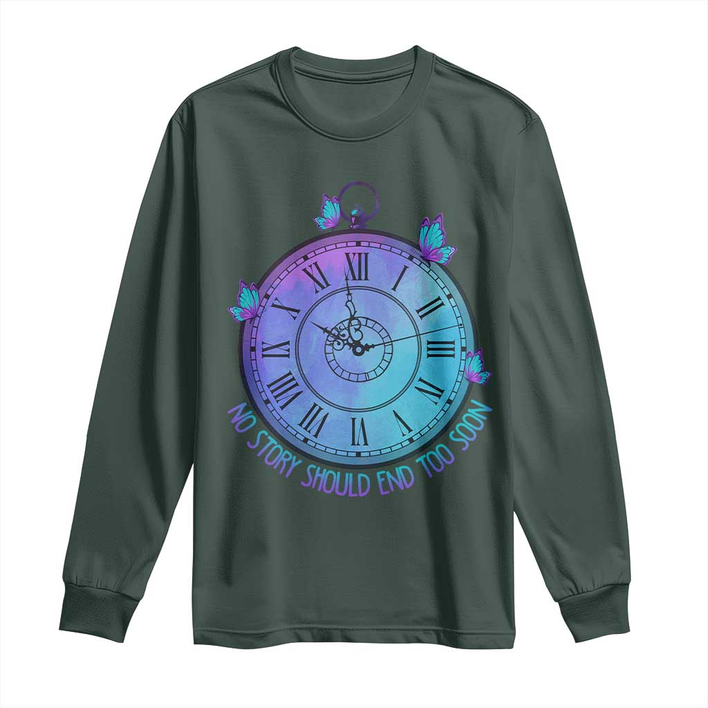 Suicide Prevention Support Long Sleeve Shirt No Story Should End Too Soon Butterfly Clock