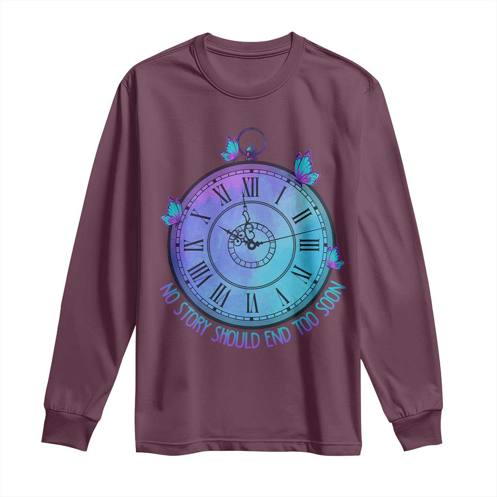 Suicide Prevention Support Long Sleeve Shirt No Story Should End Too Soon Butterfly Clock