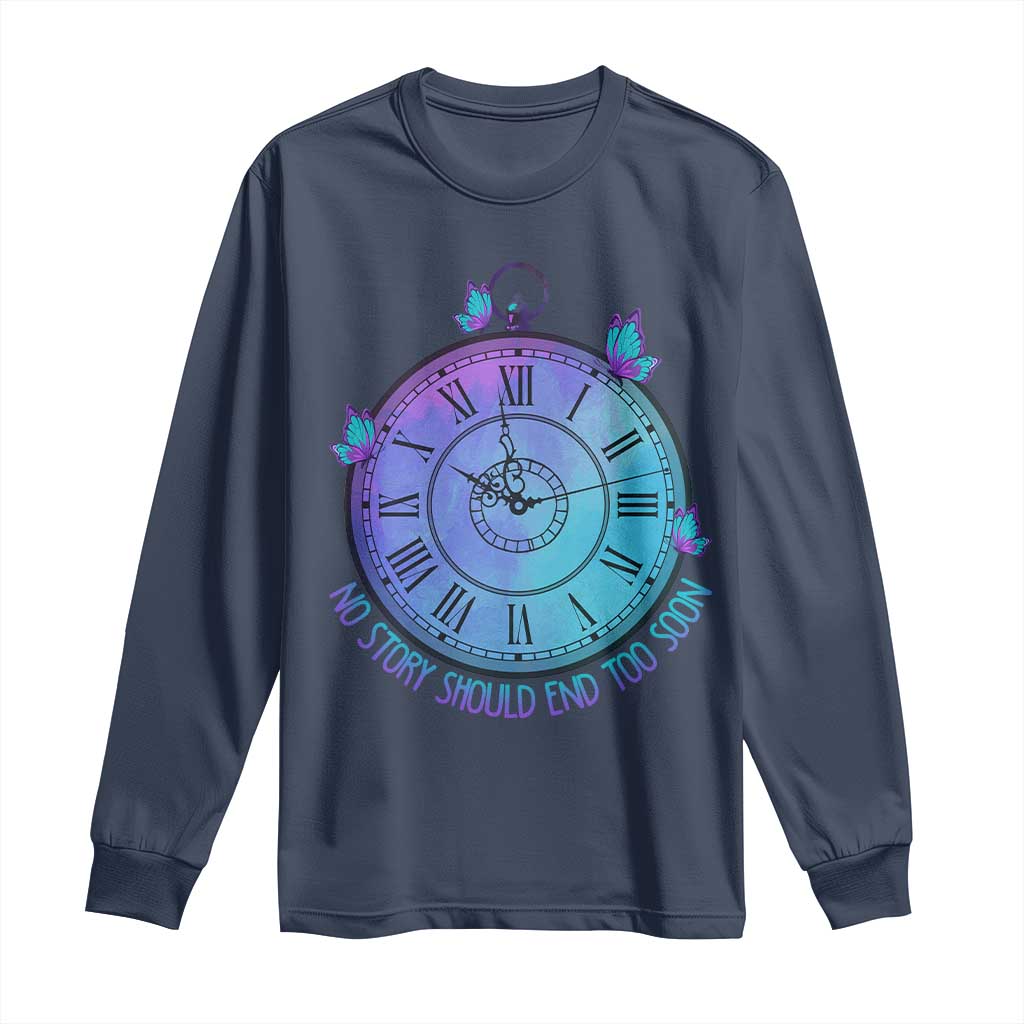Suicide Prevention Support Long Sleeve Shirt No Story Should End Too Soon Butterfly Clock