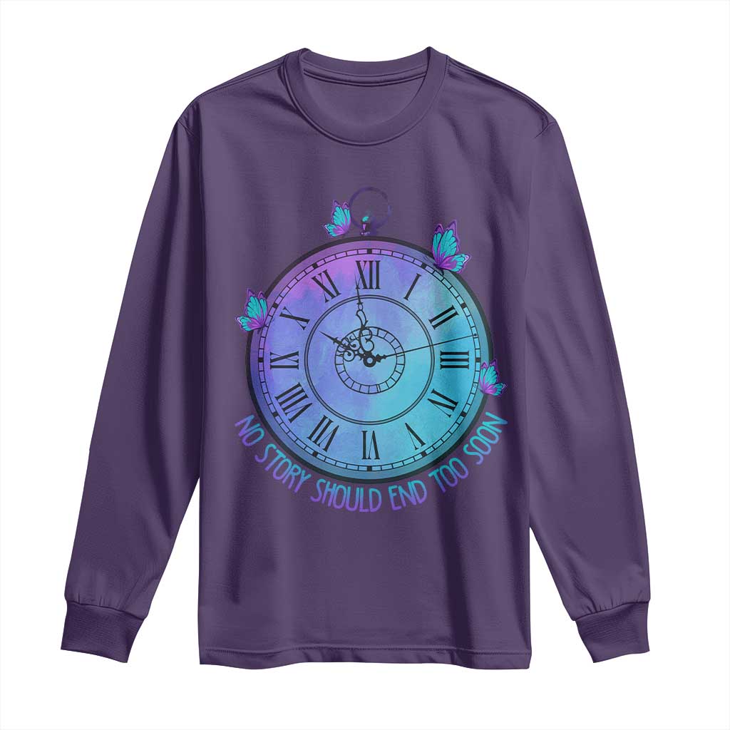 Suicide Prevention Support Long Sleeve Shirt No Story Should End Too Soon Butterfly Clock