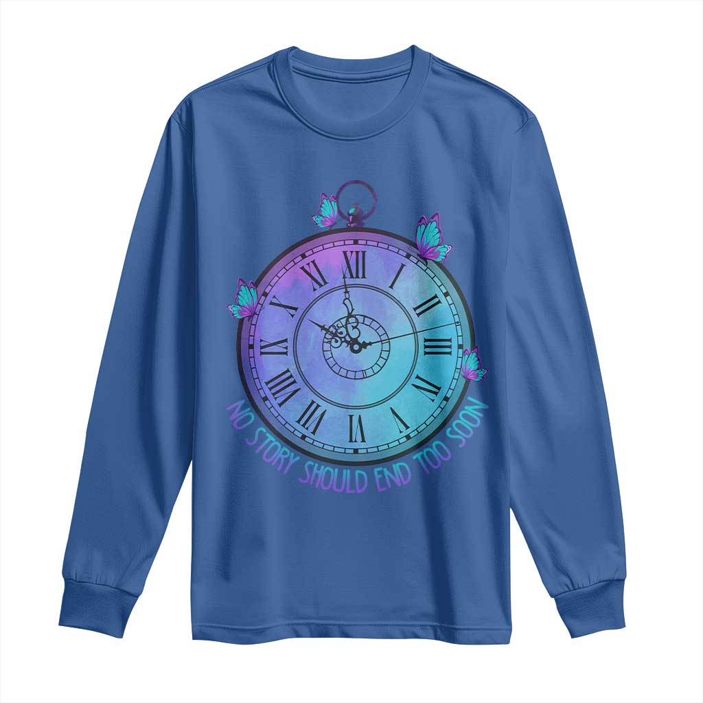 Suicide Prevention Support Long Sleeve Shirt No Story Should End Too Soon Butterfly Clock