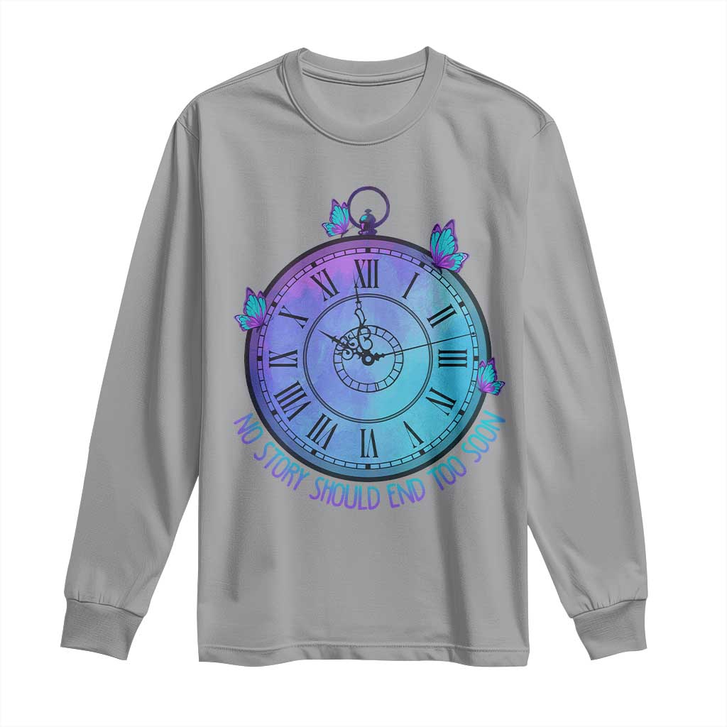 Suicide Prevention Support Long Sleeve Shirt No Story Should End Too Soon Butterfly Clock