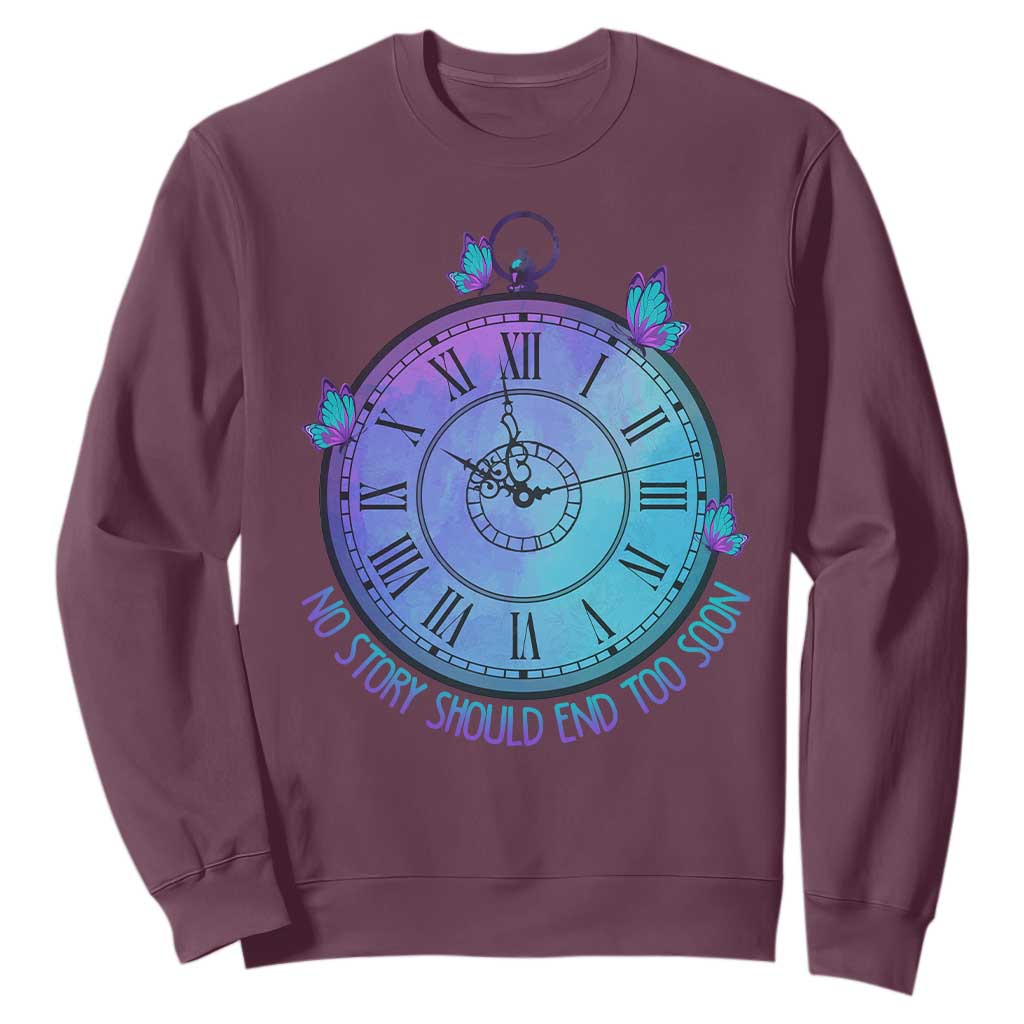 Suicide Prevention Support Sweatshirt No Story Should End Too Soon Butterfly Clock