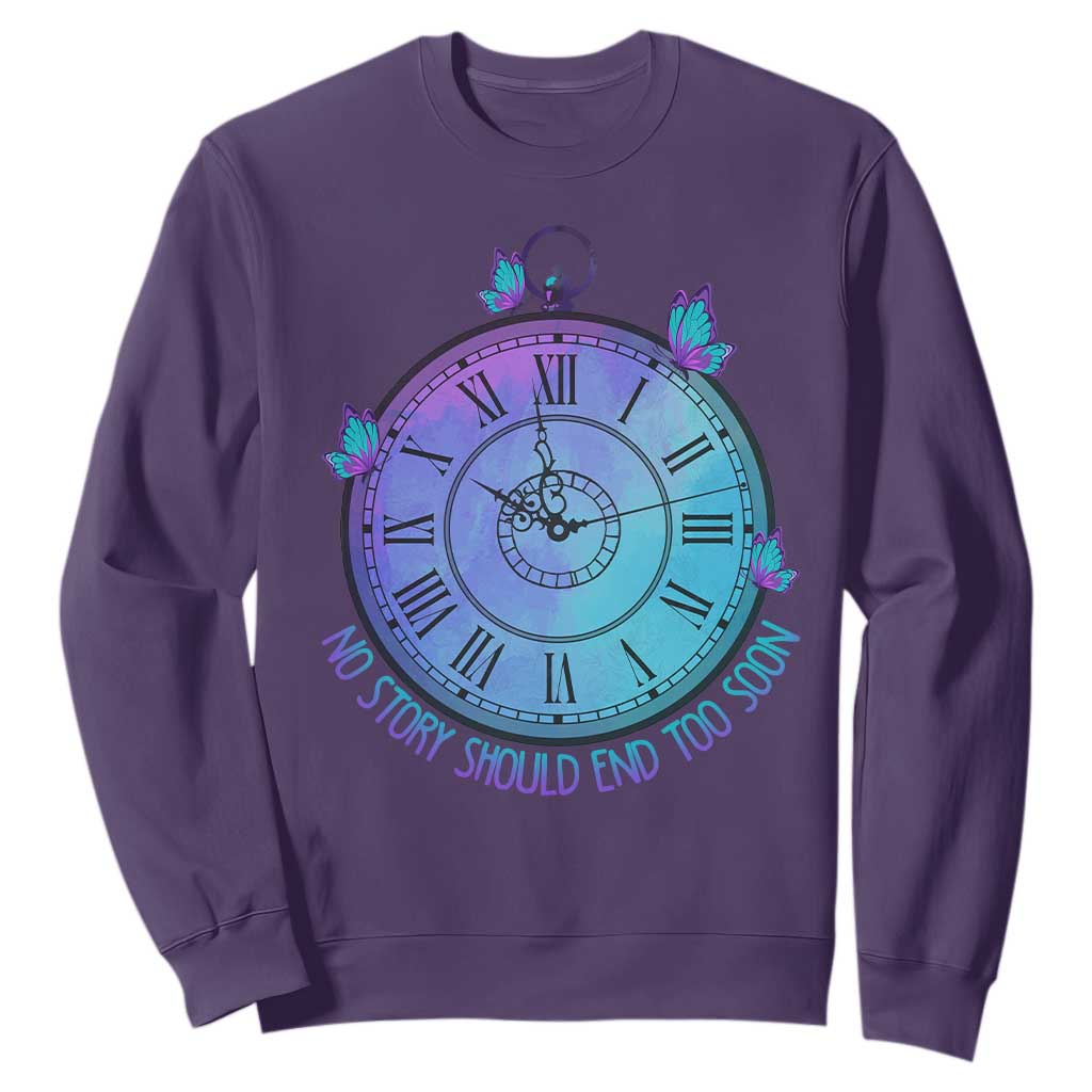 Suicide Prevention Support Sweatshirt No Story Should End Too Soon Butterfly Clock