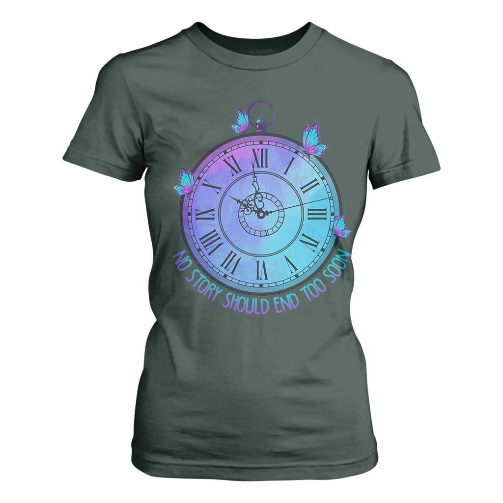 Suicide Prevention Support T Shirt For Women No Story Should End Too Soon Butterfly Clock