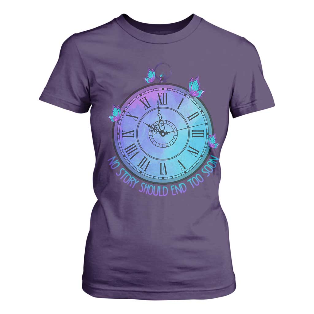 Suicide Prevention Support T Shirt For Women No Story Should End Too Soon Butterfly Clock
