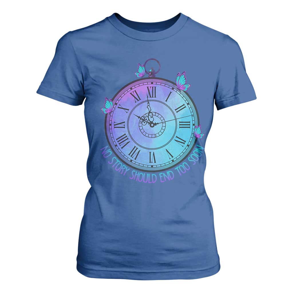 Suicide Prevention Support T Shirt For Women No Story Should End Too Soon Butterfly Clock