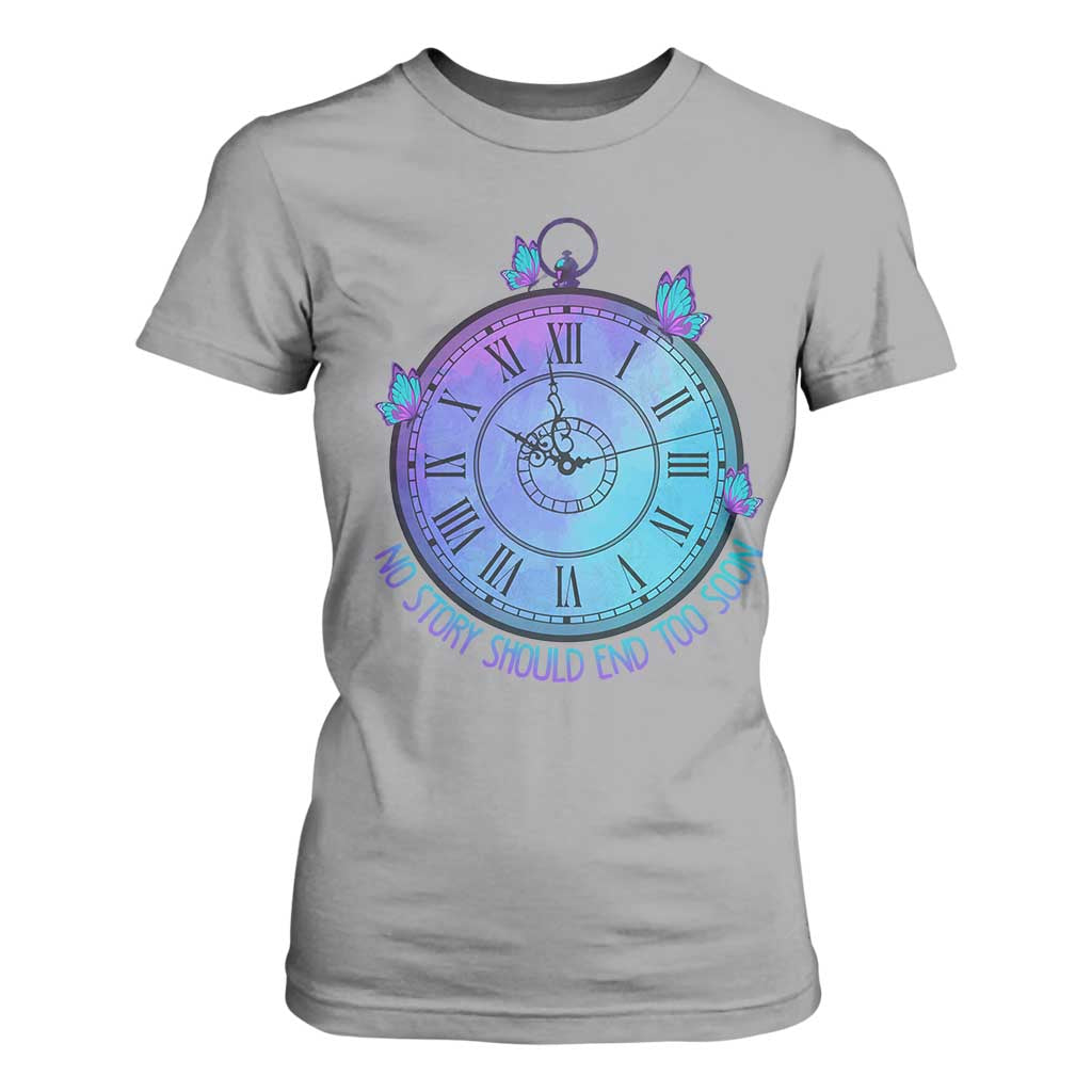 Suicide Prevention Support T Shirt For Women No Story Should End Too Soon Butterfly Clock