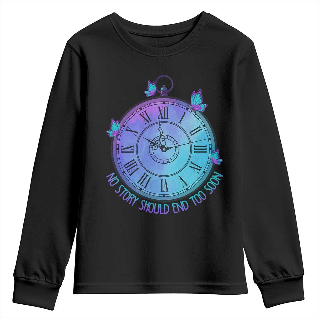 Suicide Prevention Support Youth Sweatshirt No Story Should End Too Soon Butterfly Clock