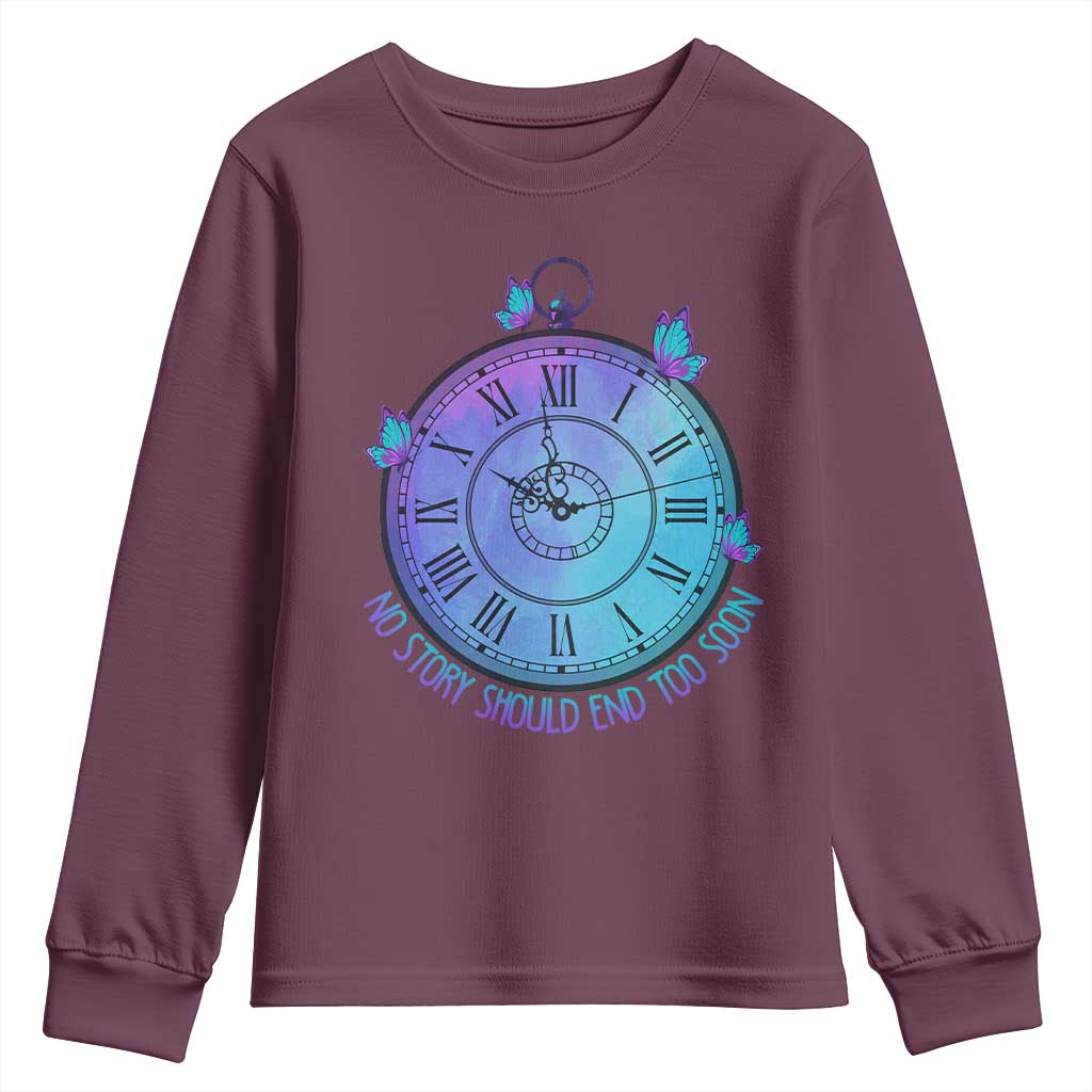 Suicide Prevention Support Youth Sweatshirt No Story Should End Too Soon Butterfly Clock