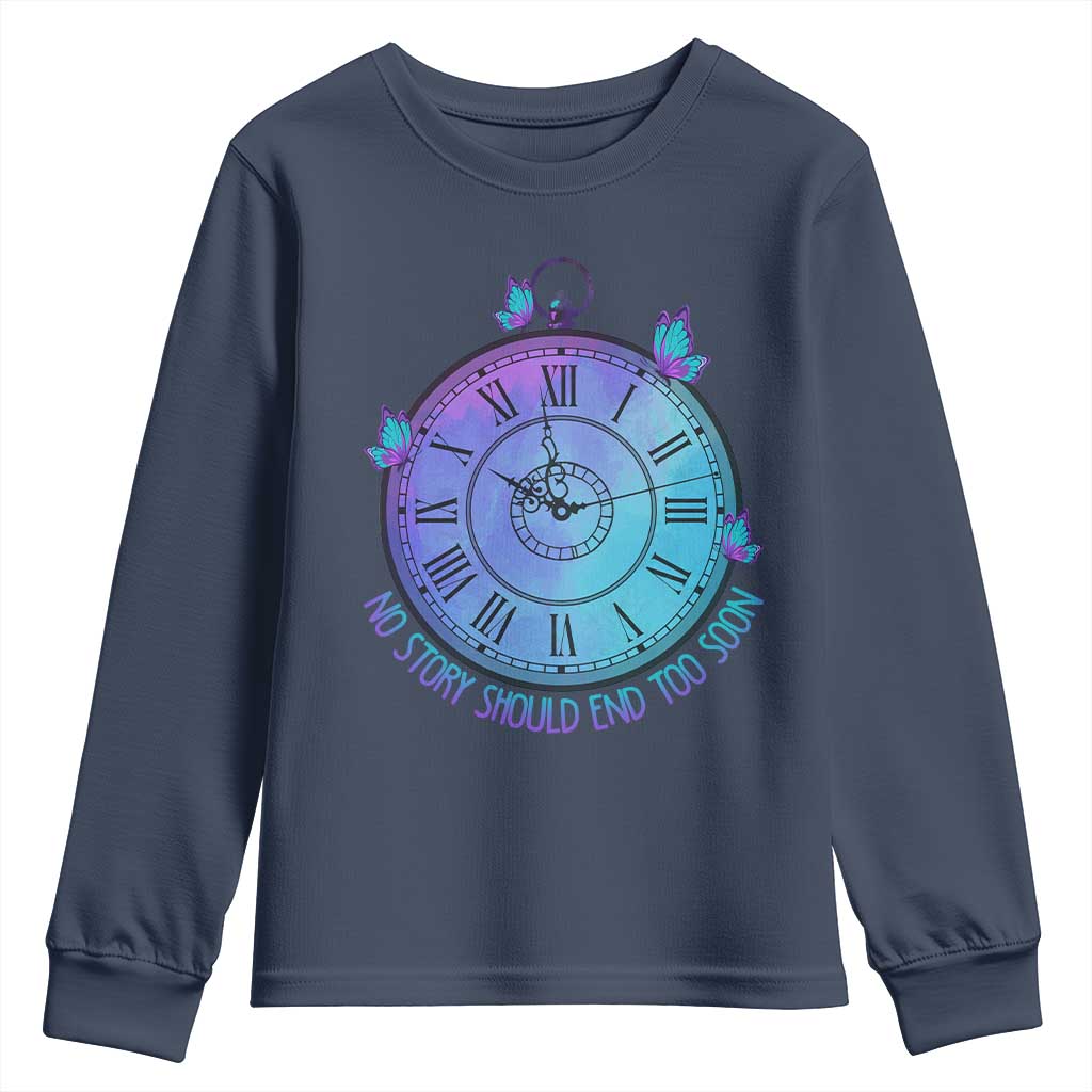 Suicide Prevention Support Youth Sweatshirt No Story Should End Too Soon Butterfly Clock