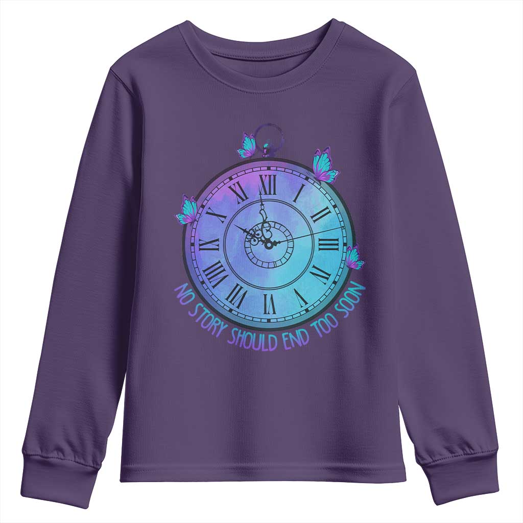 Suicide Prevention Support Youth Sweatshirt No Story Should End Too Soon Butterfly Clock