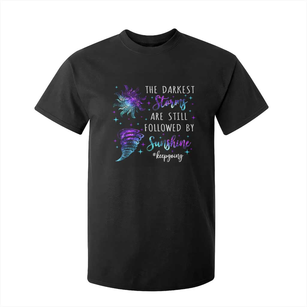 Suicide Prevention Support T Shirt For Kid Semicolon Flower Cloud Rain Wash Away Pain