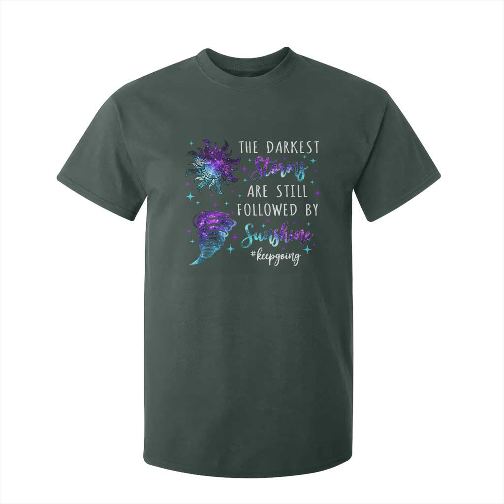 Suicide Prevention Support T Shirt For Kid Semicolon Flower Cloud Rain Wash Away Pain
