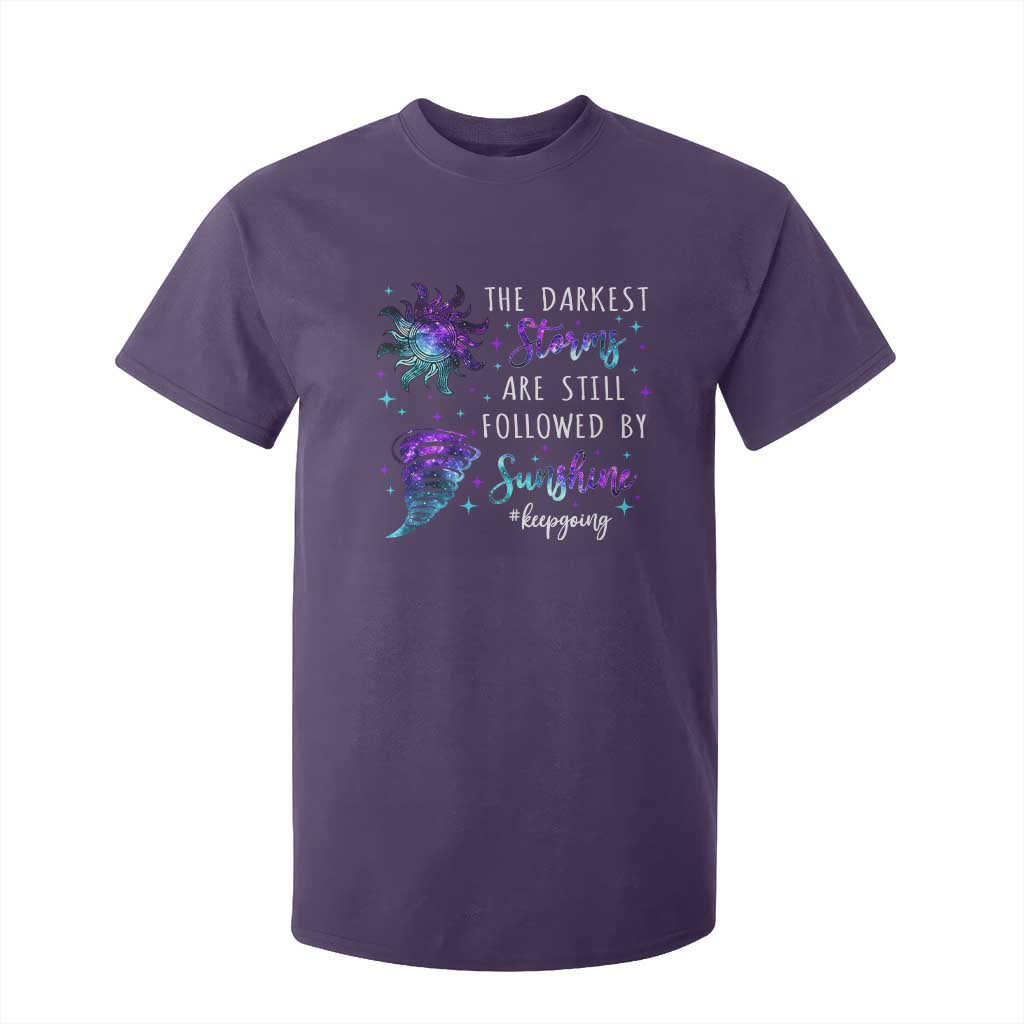 Suicide Prevention Support T Shirt For Kid Semicolon Flower Cloud Rain Wash Away Pain