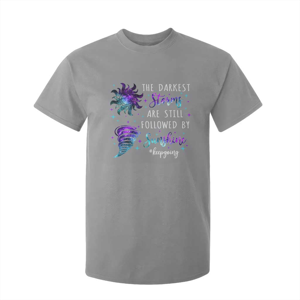 Suicide Prevention Support T Shirt For Kid Semicolon Flower Cloud Rain Wash Away Pain