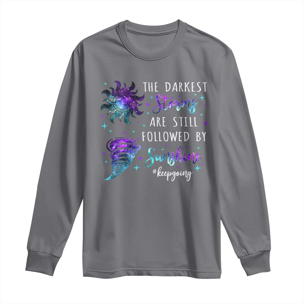 Suicide Prevention Support Long Sleeve Shirt Semicolon Flower Cloud Rain Wash Away Pain