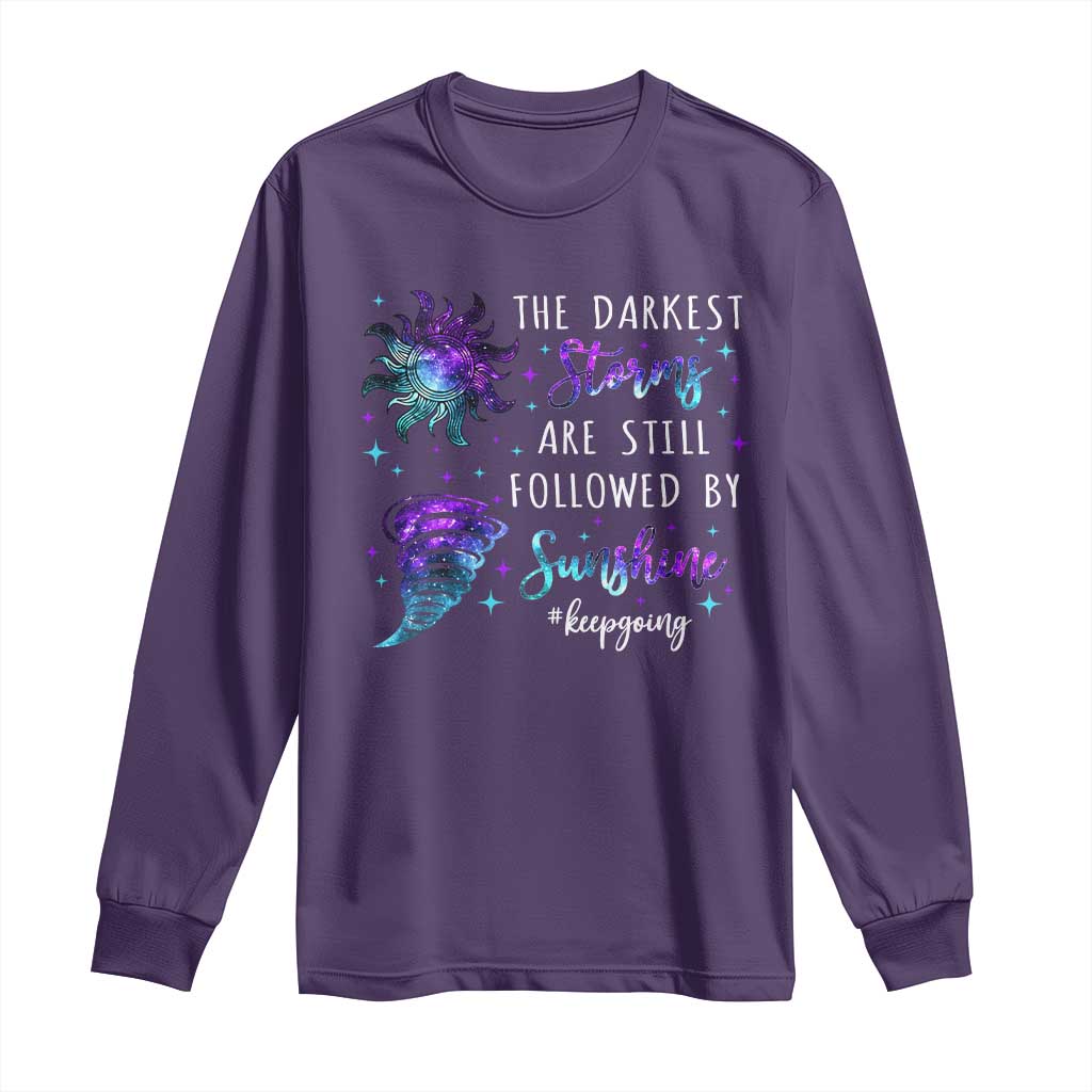 Suicide Prevention Support Long Sleeve Shirt Semicolon Flower Cloud Rain Wash Away Pain