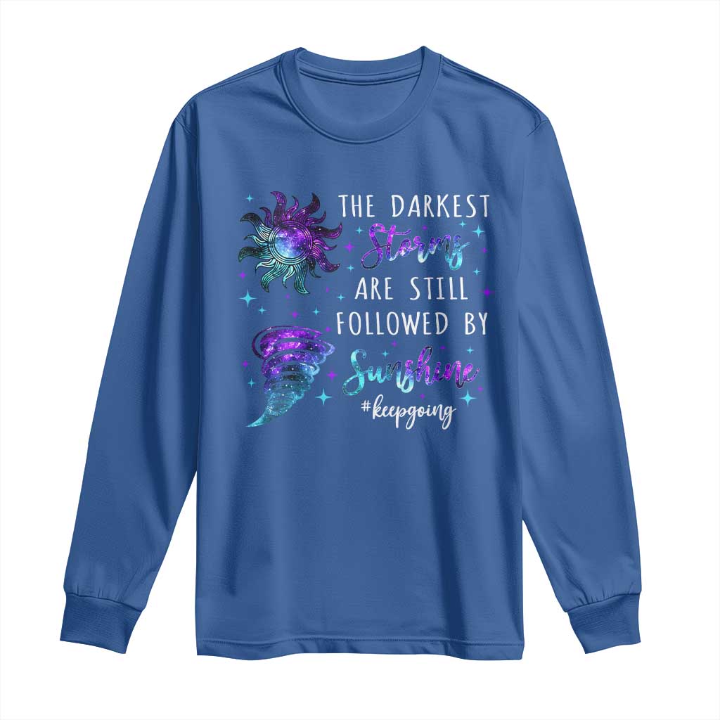 Suicide Prevention Support Long Sleeve Shirt Semicolon Flower Cloud Rain Wash Away Pain