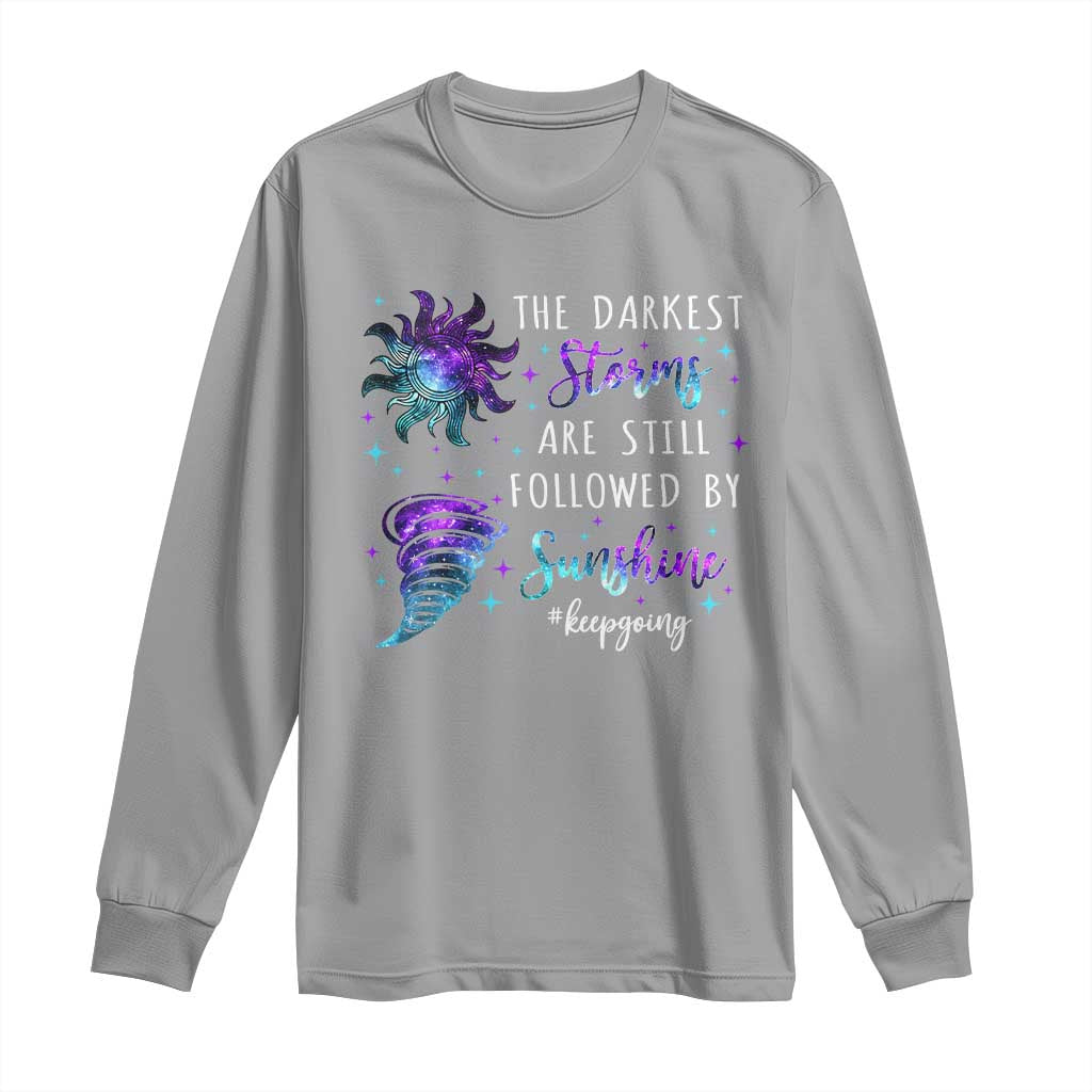 Suicide Prevention Support Long Sleeve Shirt Semicolon Flower Cloud Rain Wash Away Pain