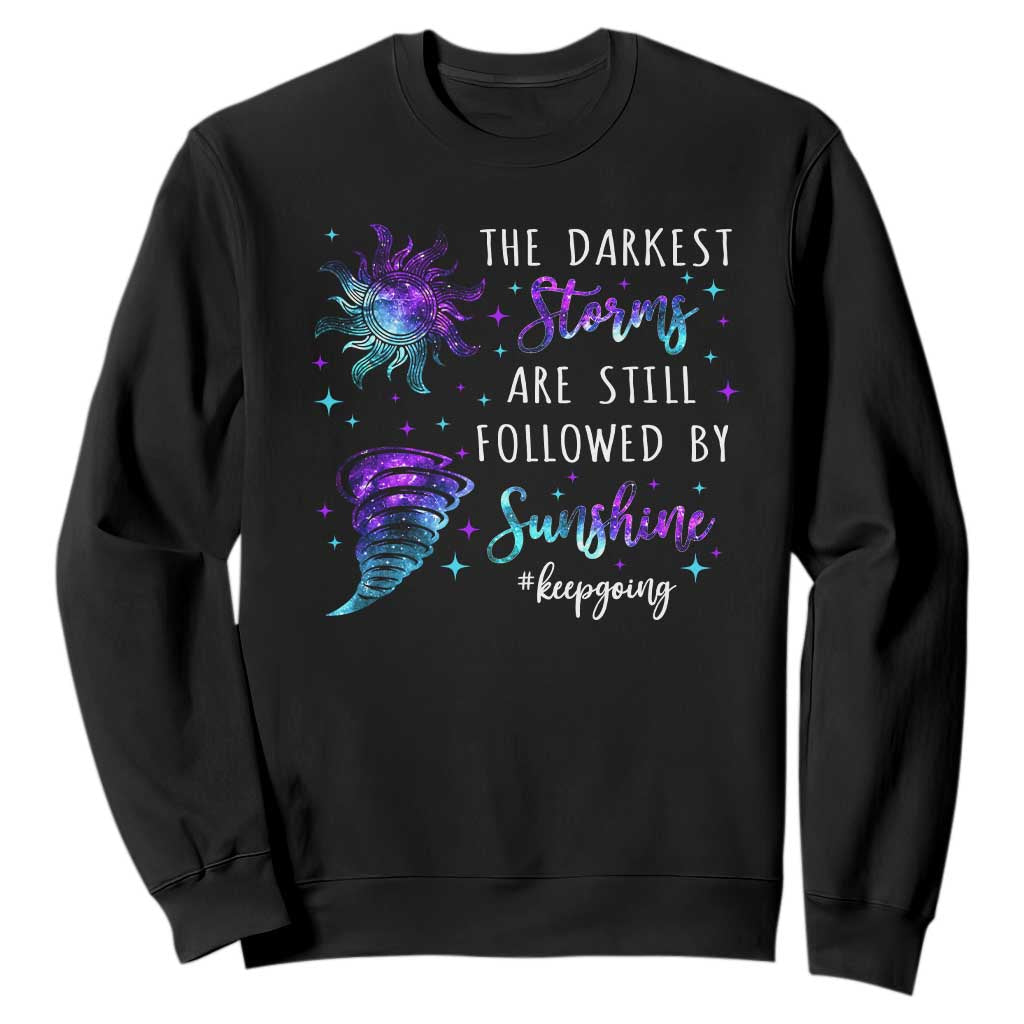 Suicide Prevention Support Sweatshirt Semicolon Flower Cloud Rain Wash Away Pain