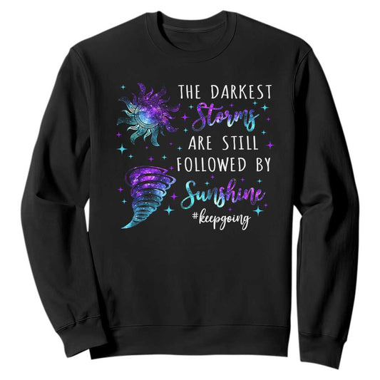 Suicide Prevention Support Sweatshirt Semicolon Flower Cloud Rain Wash Away Pain