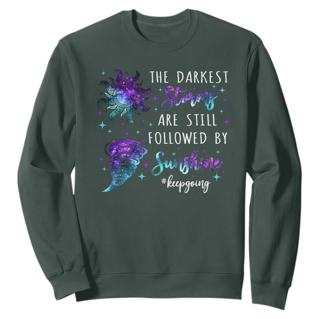 Suicide Prevention Support Sweatshirt Semicolon Flower Cloud Rain Wash Away Pain