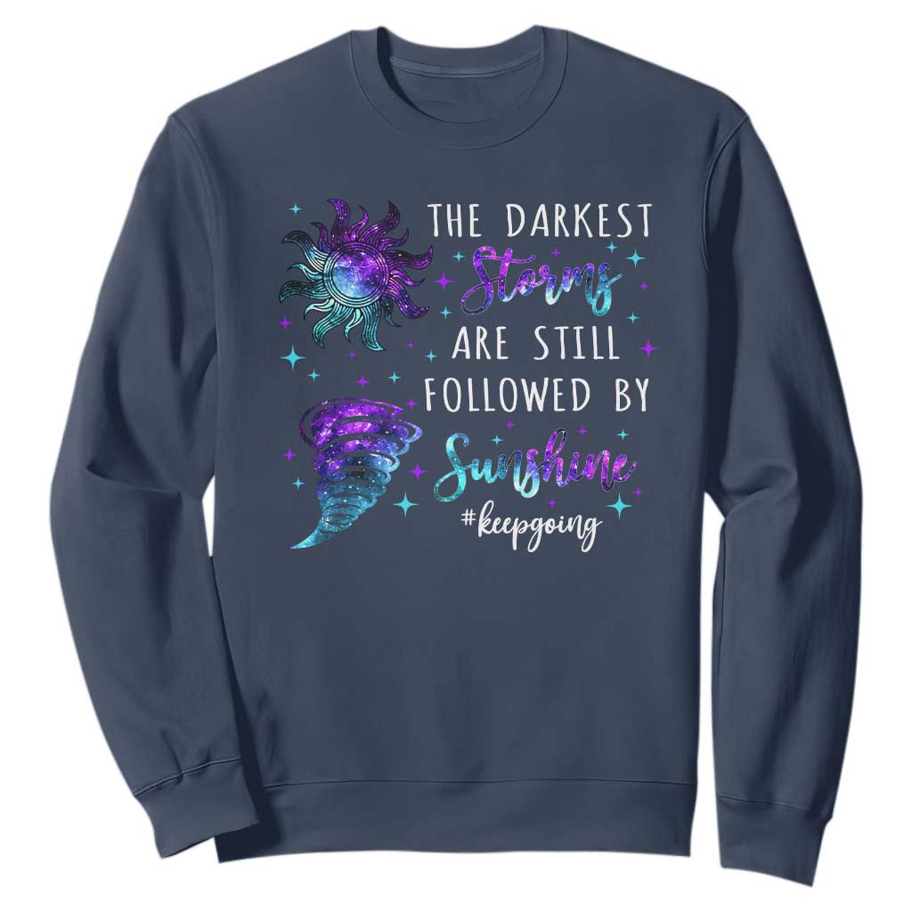 Suicide Prevention Support Sweatshirt Semicolon Flower Cloud Rain Wash Away Pain