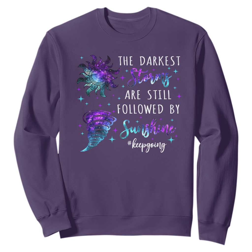 Suicide Prevention Support Sweatshirt Semicolon Flower Cloud Rain Wash Away Pain