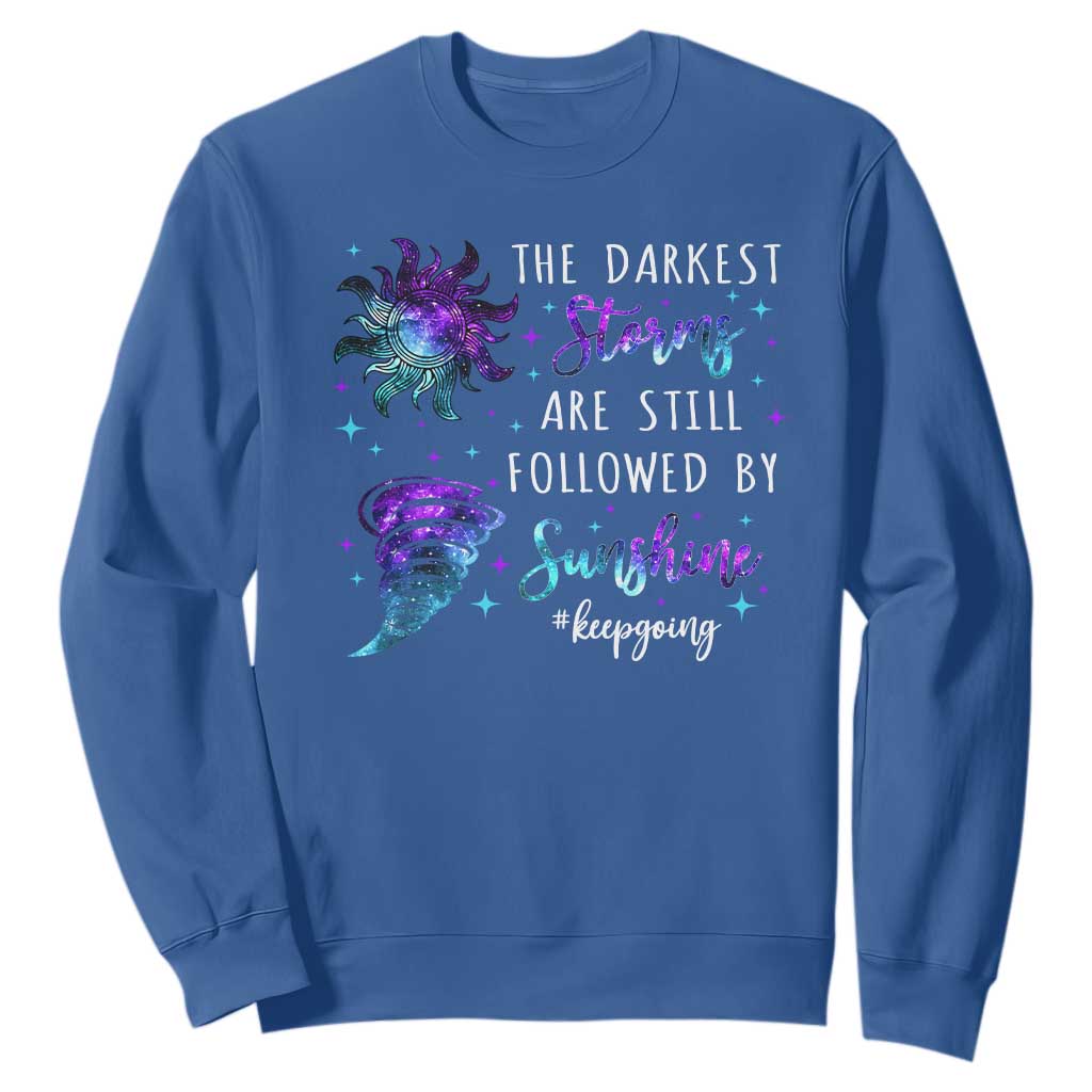 Suicide Prevention Support Sweatshirt Semicolon Flower Cloud Rain Wash Away Pain