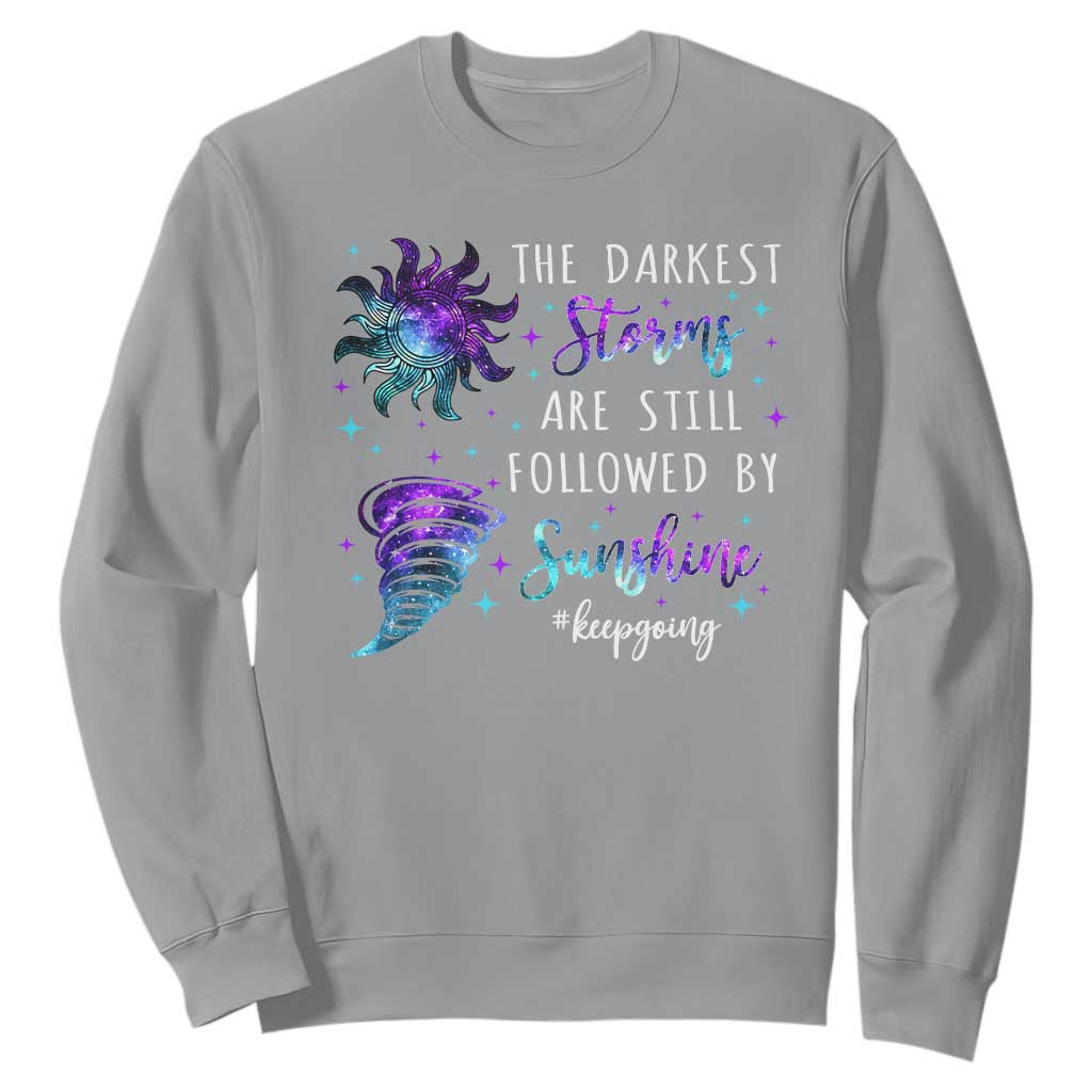 Suicide Prevention Support Sweatshirt Semicolon Flower Cloud Rain Wash Away Pain