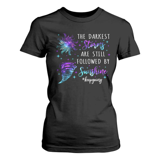 Suicide Prevention Support T Shirt For Women Semicolon Flower Cloud Rain Wash Away Pain
