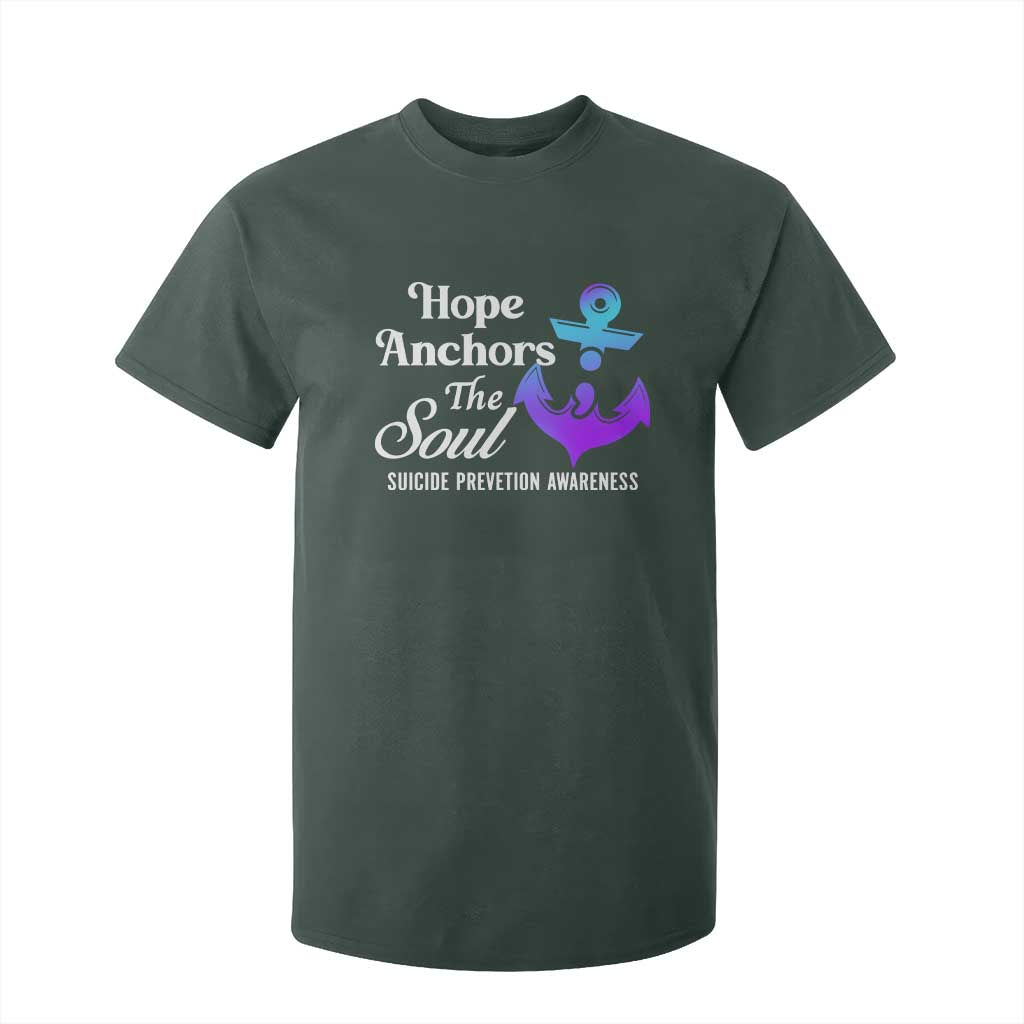 Suicide Prevention Support T Shirt For Kid Hope Anchors The Soul Teal And Purple Semicolon