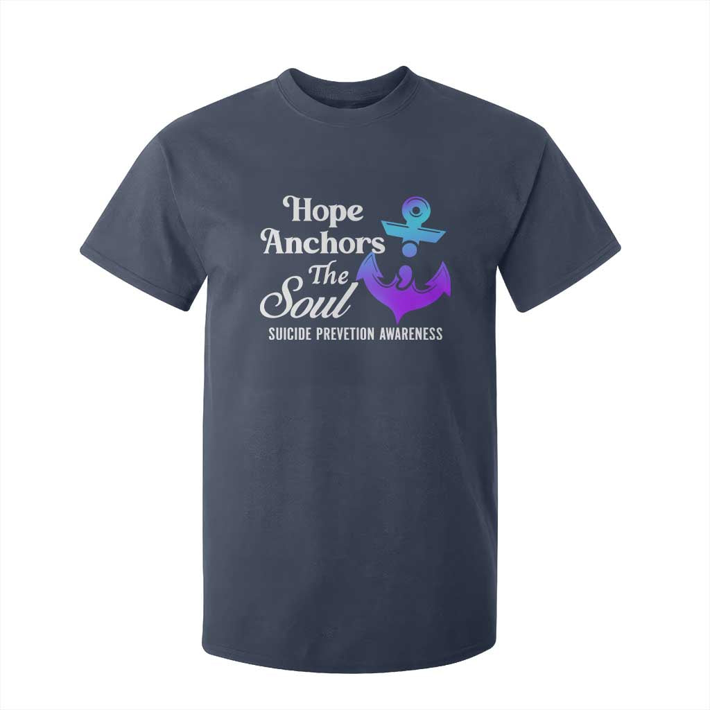 Suicide Prevention Support T Shirt For Kid Hope Anchors The Soul Teal And Purple Semicolon