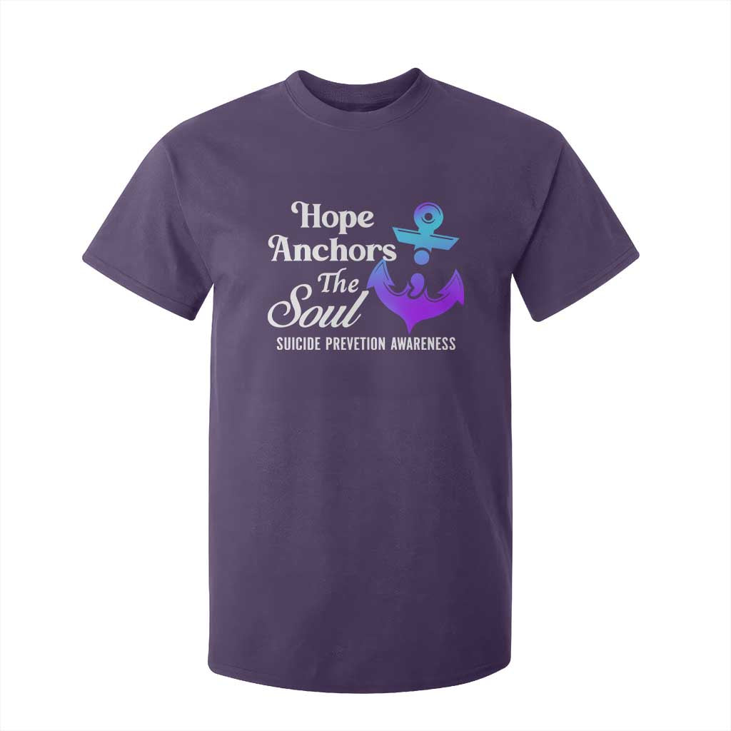 Suicide Prevention Support T Shirt For Kid Hope Anchors The Soul Teal And Purple Semicolon