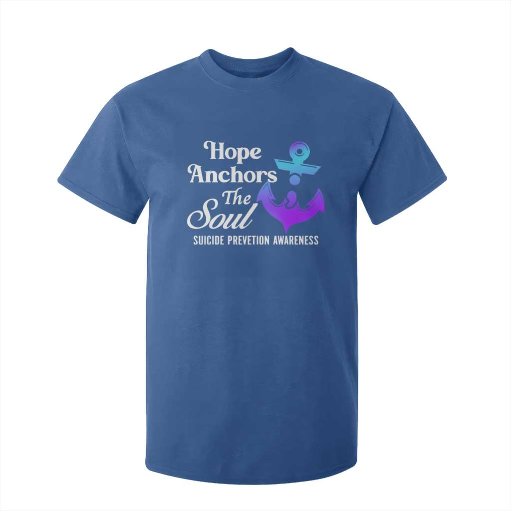 Suicide Prevention Support T Shirt For Kid Hope Anchors The Soul Teal And Purple Semicolon