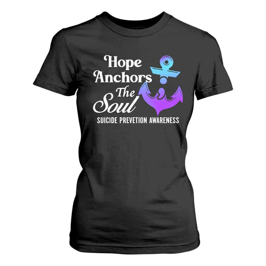 Suicide Prevention Support T Shirt For Women Hope Anchors The Soul Teal And Purple Semicolon