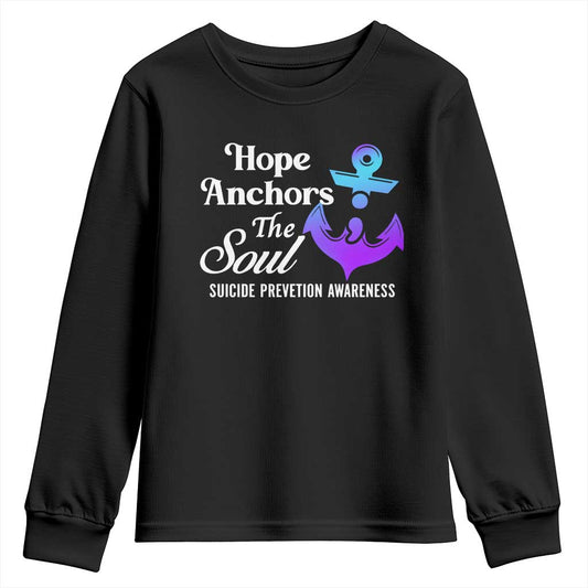 Suicide Prevention Support Youth Sweatshirt Hope Anchors The Soul Teal And Purple Semicolon