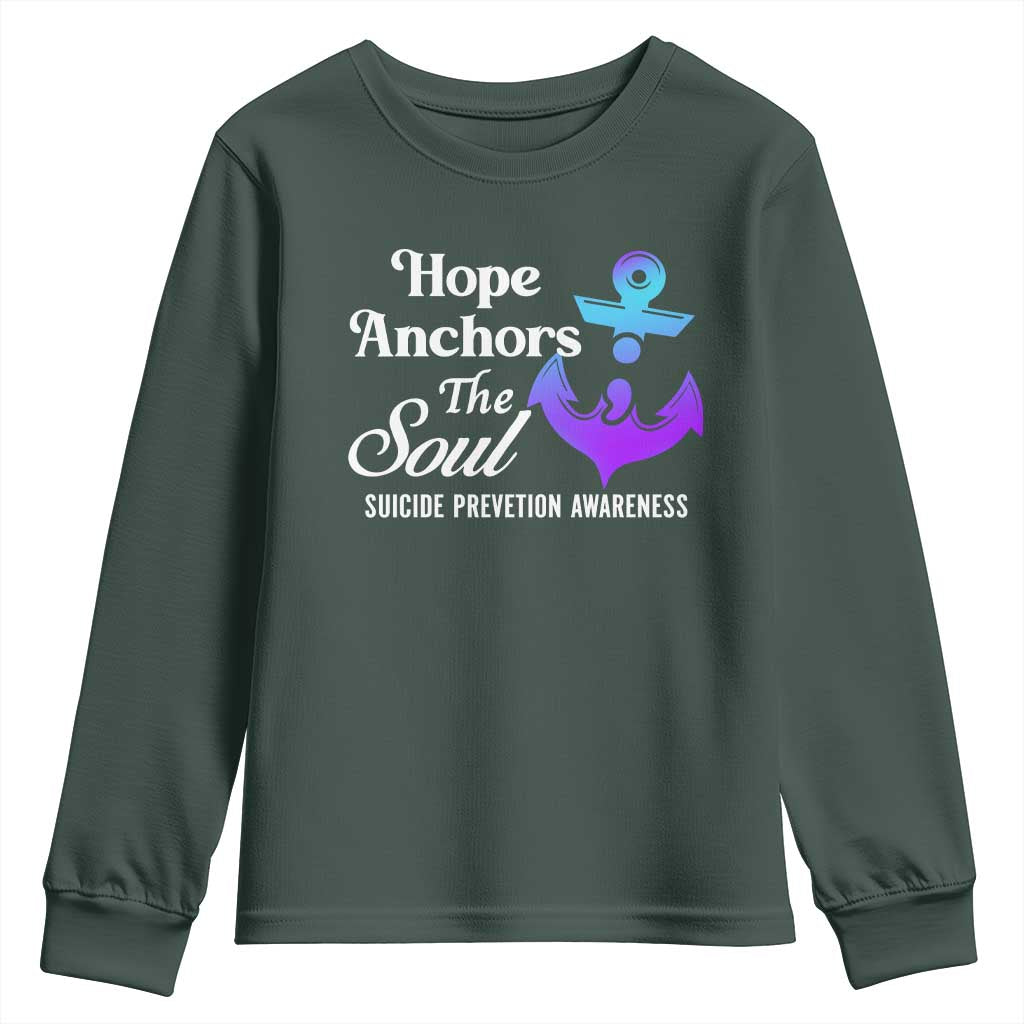 Suicide Prevention Support Youth Sweatshirt Hope Anchors The Soul Teal And Purple Semicolon