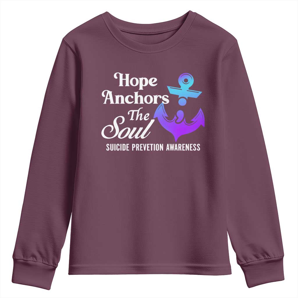 Suicide Prevention Support Youth Sweatshirt Hope Anchors The Soul Teal And Purple Semicolon