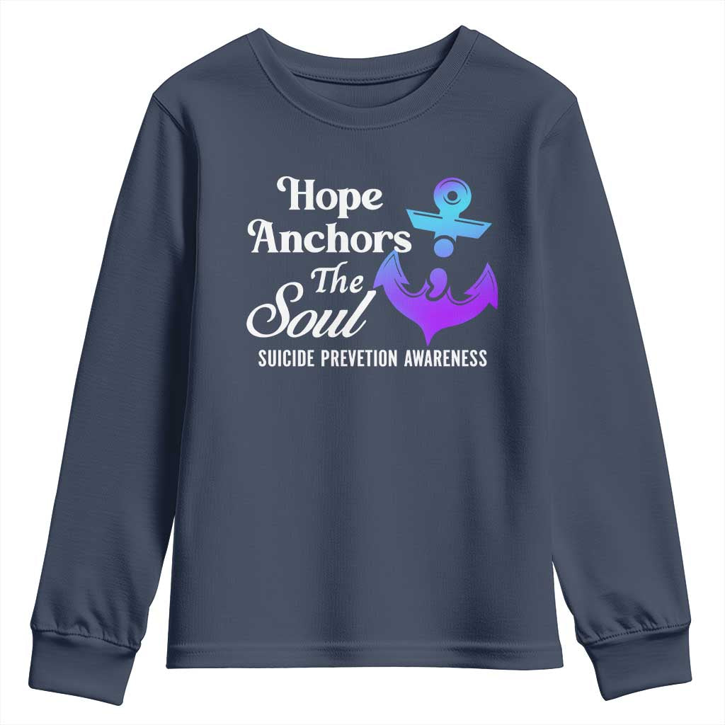Suicide Prevention Support Youth Sweatshirt Hope Anchors The Soul Teal And Purple Semicolon