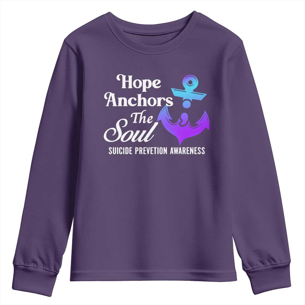 Suicide Prevention Support Youth Sweatshirt Hope Anchors The Soul Teal And Purple Semicolon