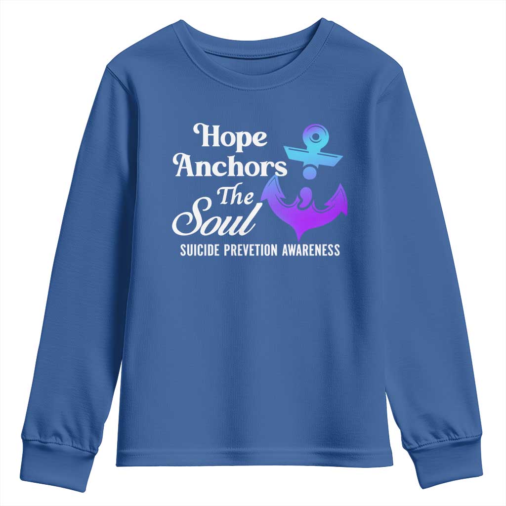 Suicide Prevention Support Youth Sweatshirt Hope Anchors The Soul Teal And Purple Semicolon