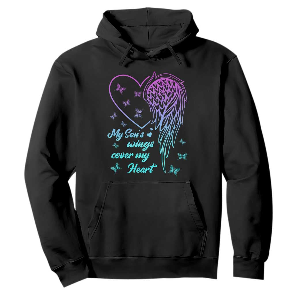 Suicide Prevention Support Hoodie My Son's Wings Cover My Heart Butterfly