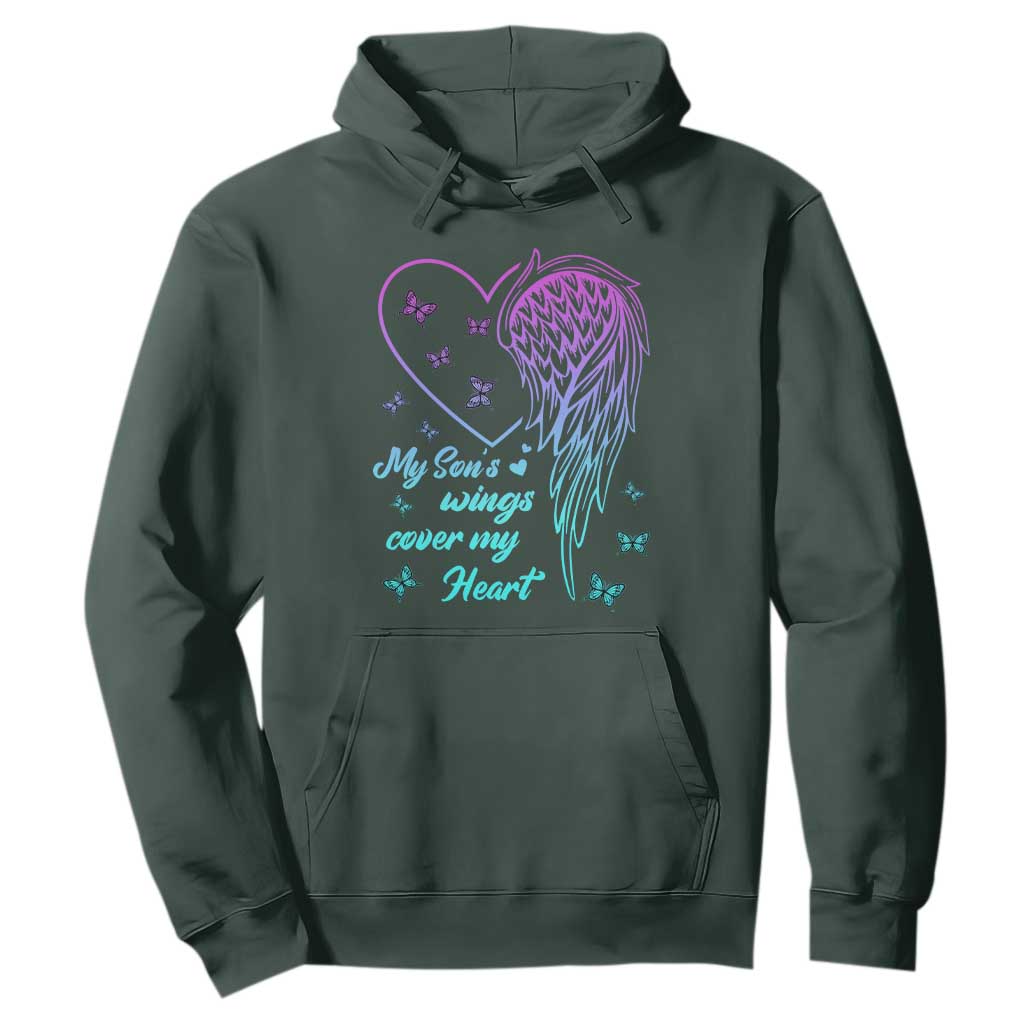 Suicide Prevention Support Hoodie My Son's Wings Cover My Heart Butterfly